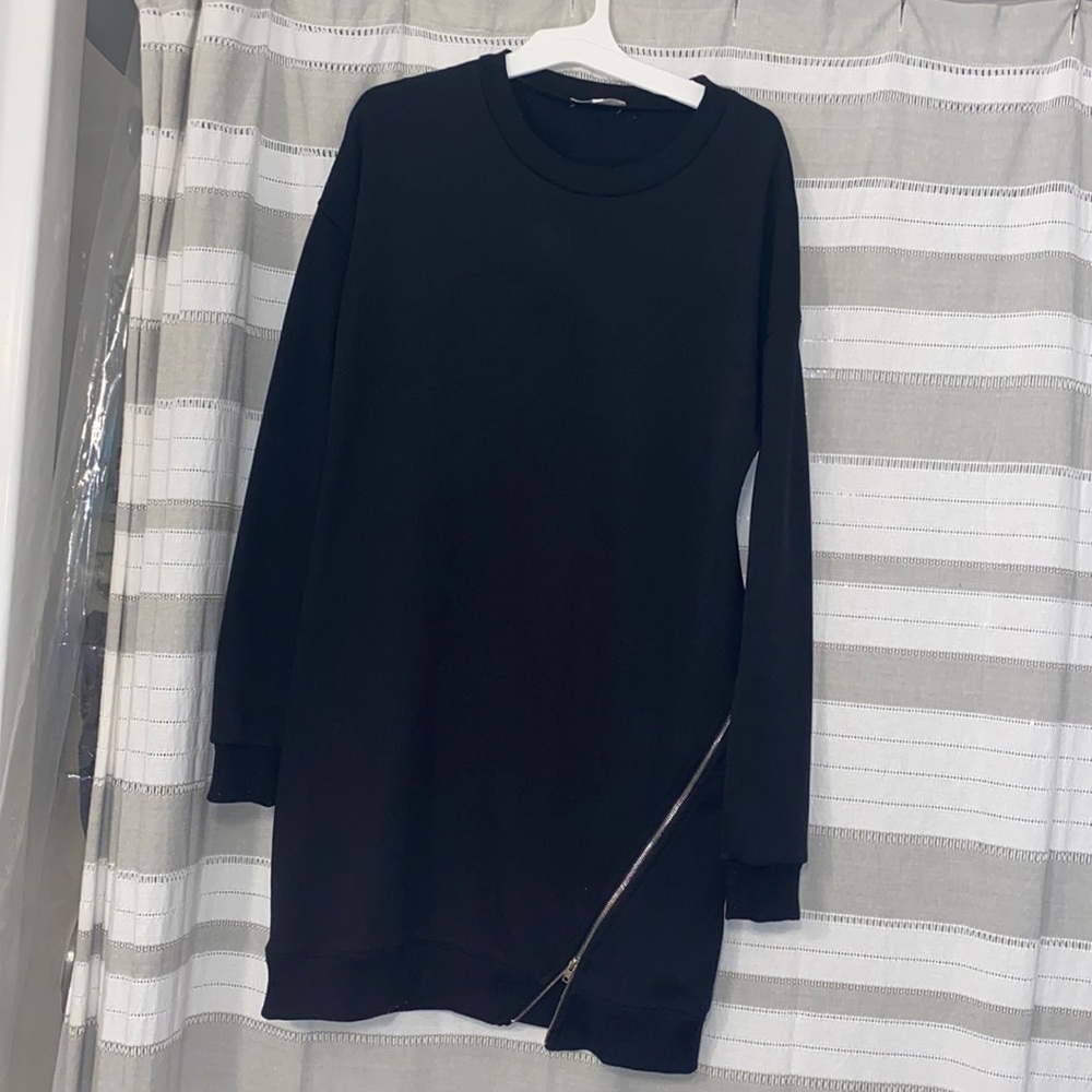 black Hoodie dress with Zipper
